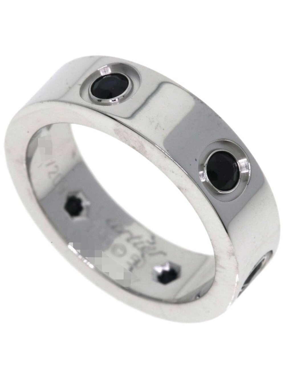 Cartier Love Ring Full Black Sapphire 50 18k White Gold